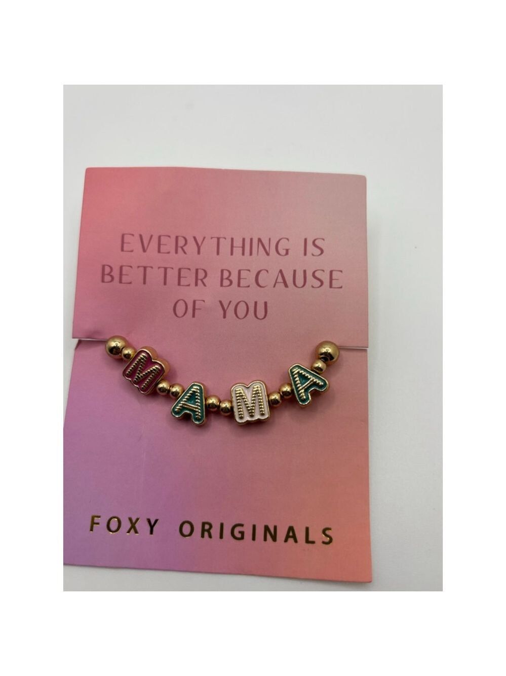 Foxy Originals Gold & Pink Mama Beaded Bracelet